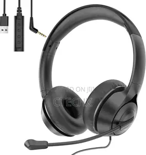 Usb Headset Noise Cancelling Mic, Audio Controls 3.5mm/Usb Jack 2-in-1
