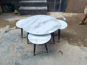 Glass Center Table With 3 Side Stools