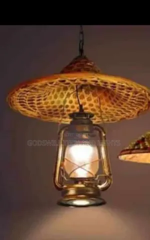 Bamboo and Iron Hanging Lamp
