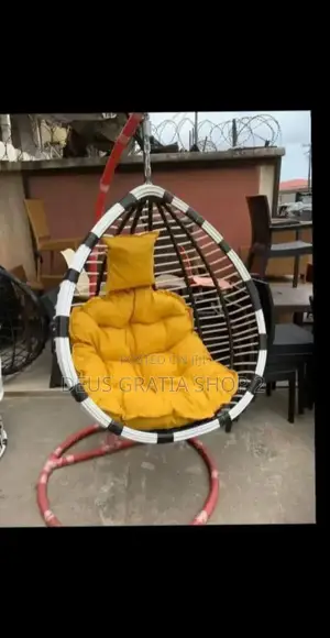 White Swing With Yellow Cushion for Balcony