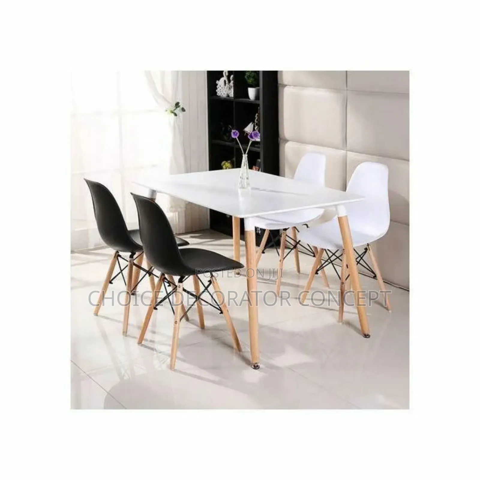 Rectangular Beechwood Dining Table With 4 Sitting Chairs