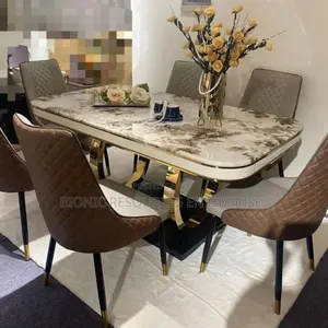 Marble Top Dining Table Set With 6 Seaters