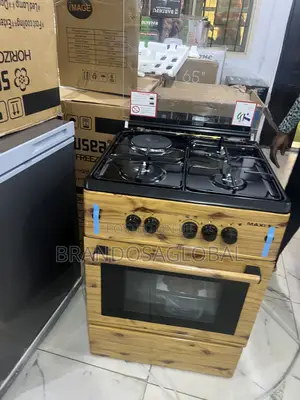 Maxi 60x60 3 Gas Burner 1 Electric Standing Gas Cooker -Wood