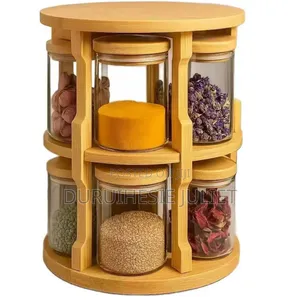 360° Rotating Bamboo Spice Organizer