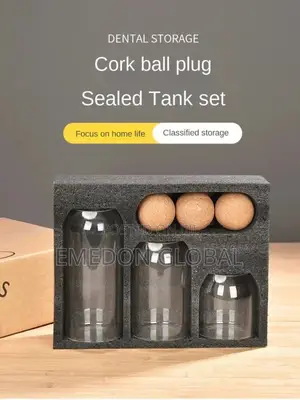 3pcs Set Glass Storage Jar With Ball Cork Lid