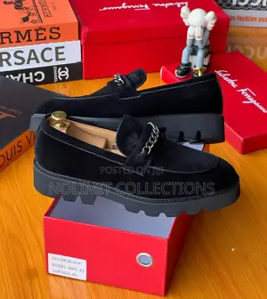 Black Suede Ferragamo Loafers