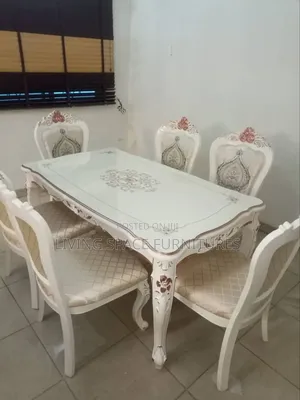 Luxury Royal Dining Table With 6 Fabric Chairs