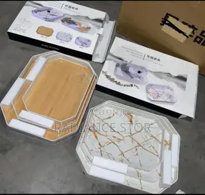 3 in 1 Golden Marble Ceramic Tray Set