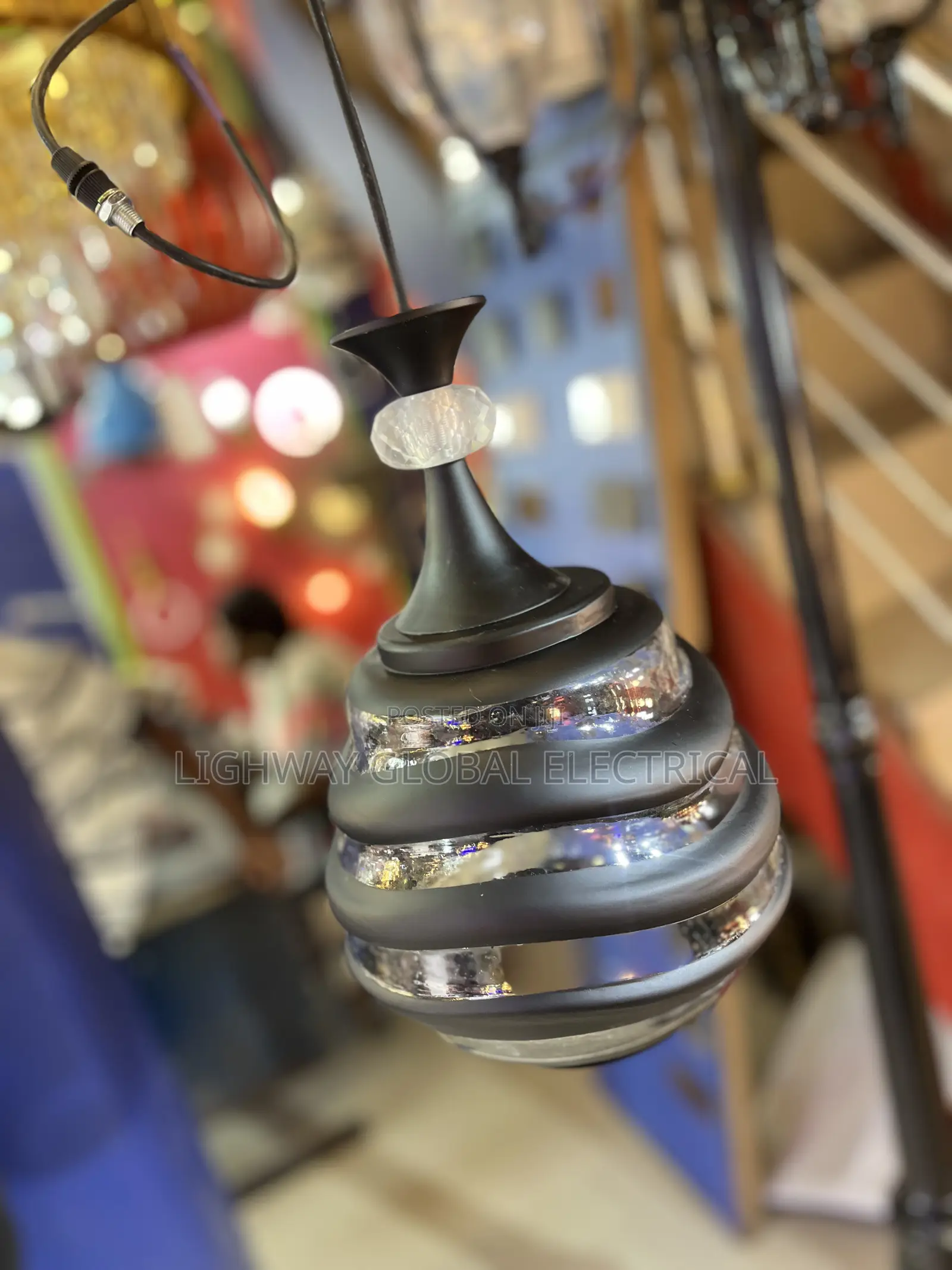 Thick Glass Black Stripes Pendant Light