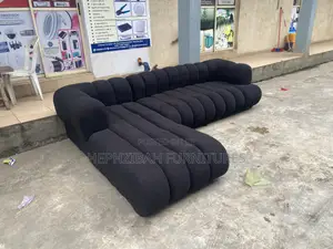 Executive Black Modern L Shaped Sofa