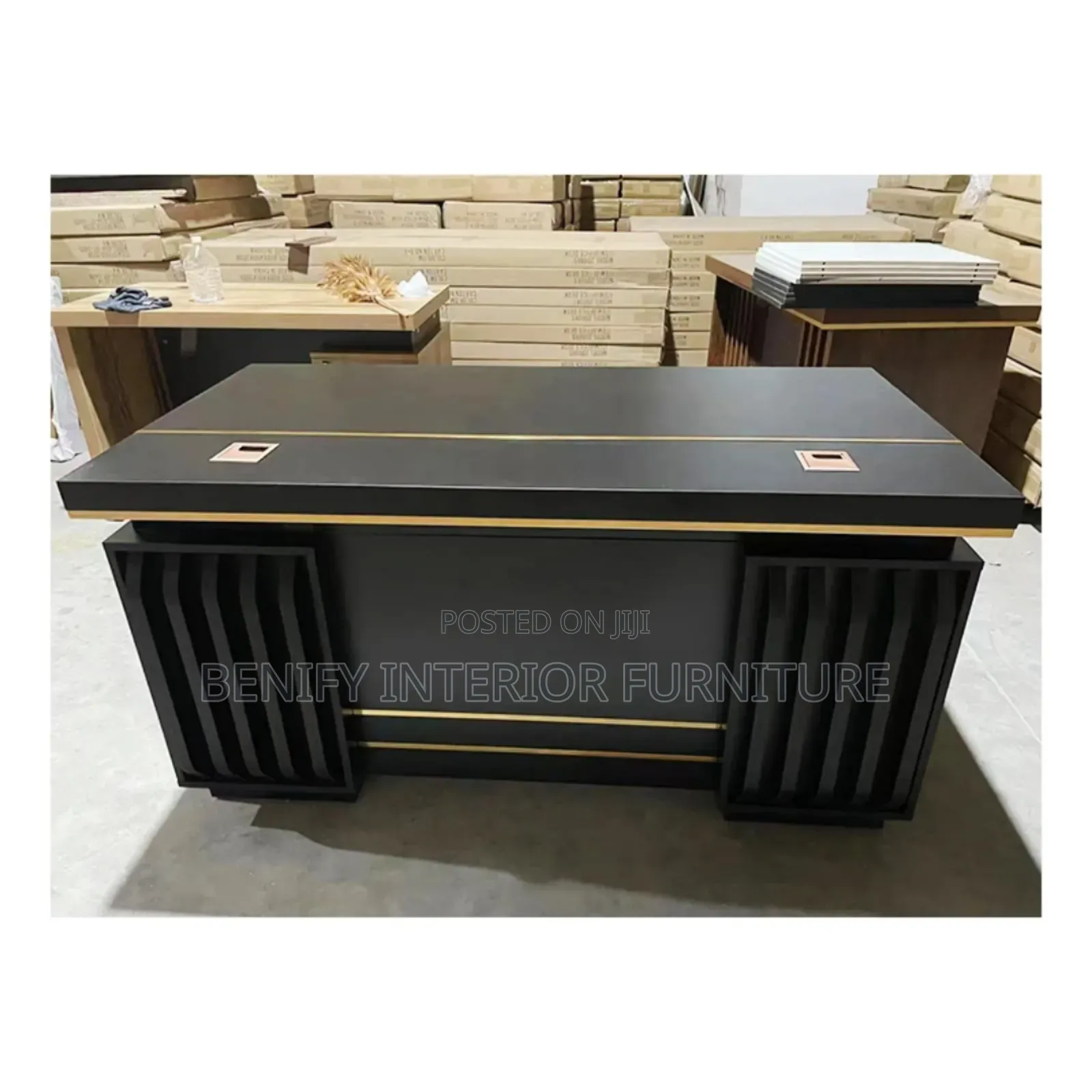 1.4 Meter Black Office Table