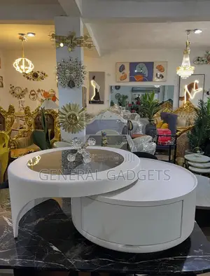 Adjustable Wooden Center Table With Glass Top