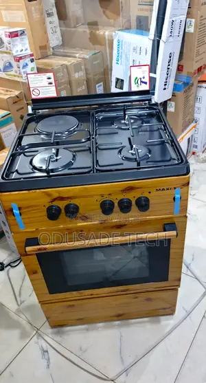 Maxi Wood-Toned 3+1 Burner Gas Cooker 60cm