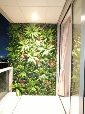 Plain Wall Mat Decorated With Fern Plants & Vine Flowers