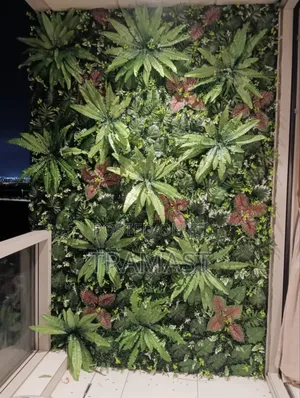 Plain Wall Mat Decorated With Fern Plants & Vine Flowers