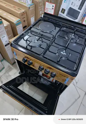Maxi 3+1 Burner Wood-Colored Gas Cooker 60cm