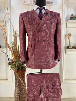 Tailored Patterned Wine Men's Suit