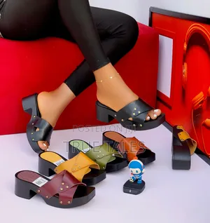Women's Classy Wooden Sole Heeled Slippers. #Chi. Sizes 37-42
