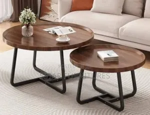 Modern Living Room Center Table - Faux Marble (Mdf Wood) 2in1 Brown