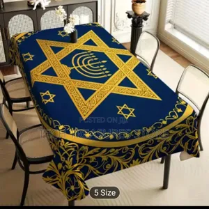 Elegant Star of David Candlestick Design Tablecloth -