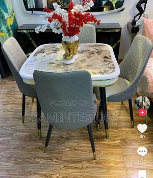Newly Imported Dining Set With High Quality Marble Top and Chairs