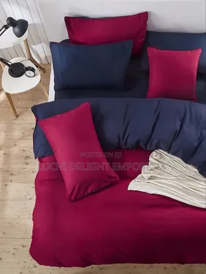 Bedding Set Plain Wine and Blue Mix Duvet Bedsheet and Pillowcase 6x6