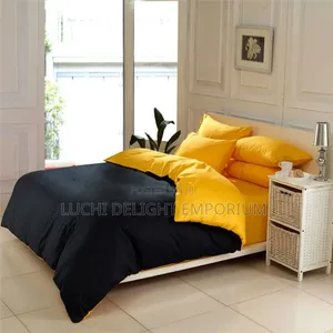Plain Black and Yellow Mix Duvet Bedsheet Pillowcase 6x6