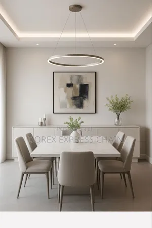 Modern 6-seater Dining Table Set With Marble Top & Upholstered Chairs