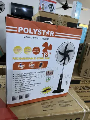 PVKL-1878busb Polystar Rechargeable Fan | Portable Stand Design