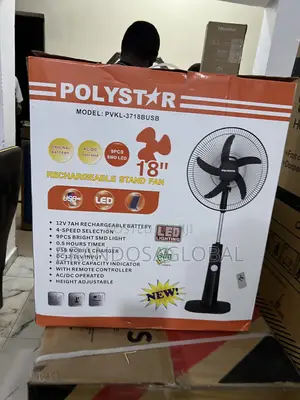 Polystar 18-inch Pvkl-1878busb Stand Fan | Long-lasting Battery