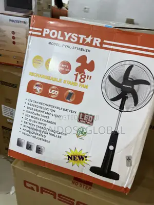 Polystar PVKL-1878busb Rechargeable Fan | Strong 18-Inch Blades