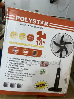 PVKL-1878busb Polystar Standing Fan | 18" Rechargeable Cooling