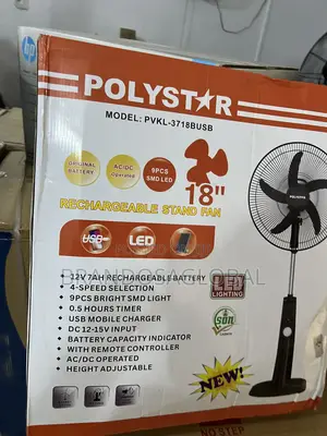Polystar 18" Stand Fan PVKL-1878busb | Backup Fan for Power Outages