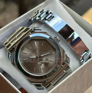 Bvlgari Silver Chain Watch and Bracelet (Special Gift Set)
