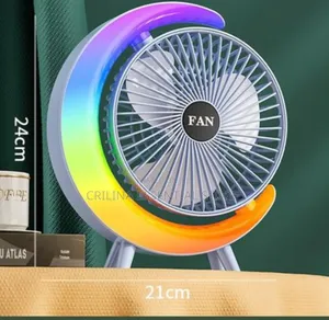 Summer Desktop Fan With Colorful Light.