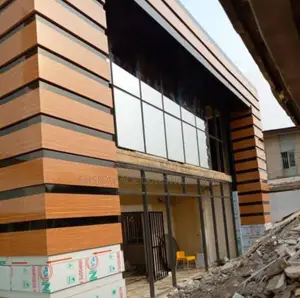 Teak Wood and Black Color 3d Alucoboard Wall Cladding