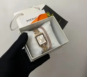 Poedagar Ladies Steel Rosegold Watch and Bracelet Set