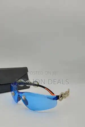 Blue Stylish Curve Iced Men's Wrap Sunglasses