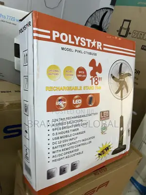 Polystar PVKL-1878busb Rechargeable Stand Fan | Wide Air Coverage