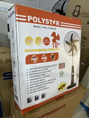 PVKL-1878busb Polystar Standing Fan | Rechargeable With Sturdy Build