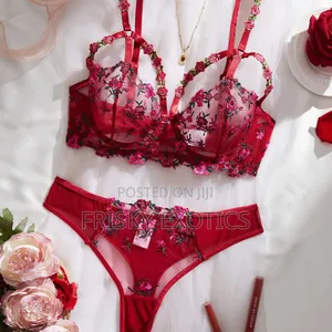 2pcs Red Panties and Bra Lingerie Set