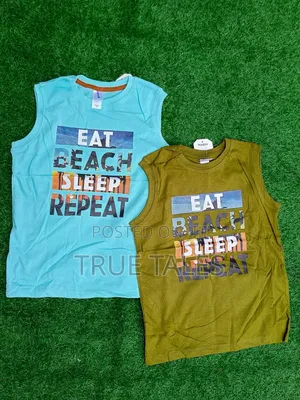 Boys' Sleeveless Cotton Top. Age 2-8 Years