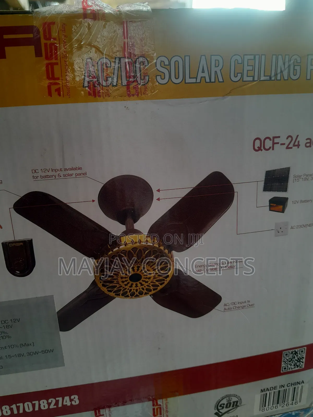 Qaas 24-inch Ac/Dc Solar Ceiling Fan - 4-blades●Low Consumption