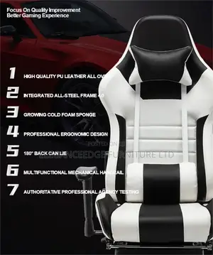 White and Black Ergonomic Gaming Chair