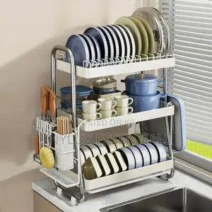 3tiers Anti-Rust Stainless Steel Dish Rack.