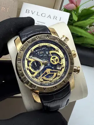 Bvlgari Quality Men Genuine Leather Wristwatch
