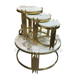 4 in 1 Stone Marble Center Table With 3 Side Stools