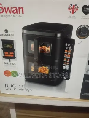 Swan Duo Layer 11l Digital Air Fryer With Foldable Touch Display