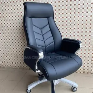 Modern High-back Executive Office Chair Black Leather Wheels Comfort