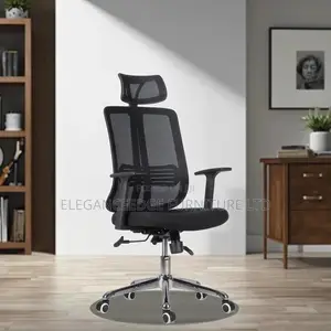 Black Ergonomic Office Chair With Adjustable Arms and a Chrome Legs